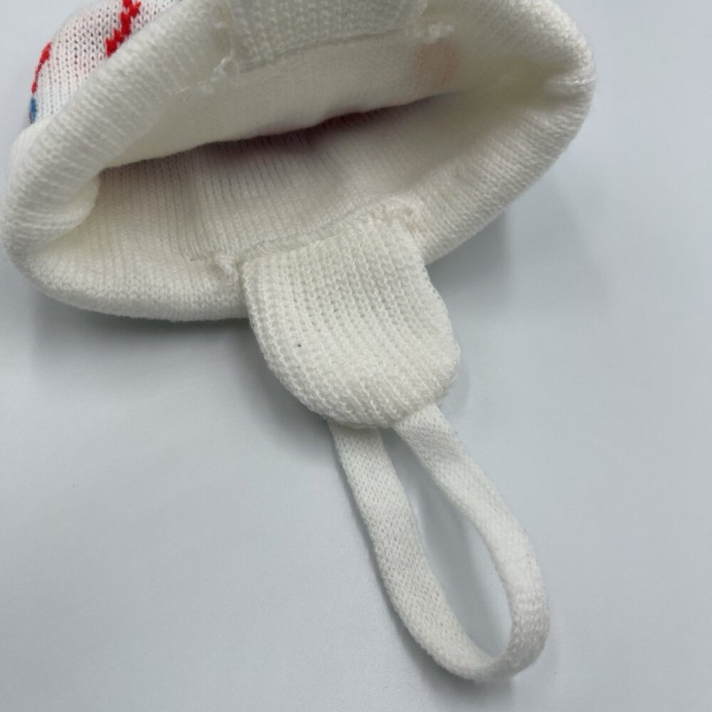 Vintage Red Blue White Giraffe Baby Winter Beanie Hat with Ear Flaps - Picture 10 of 11